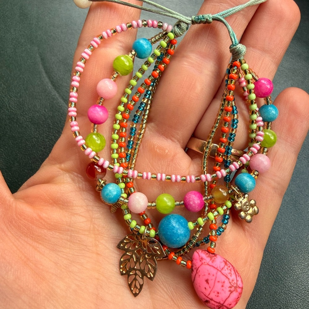 Boho Multicolor Beaded Bracelet with multiple threads